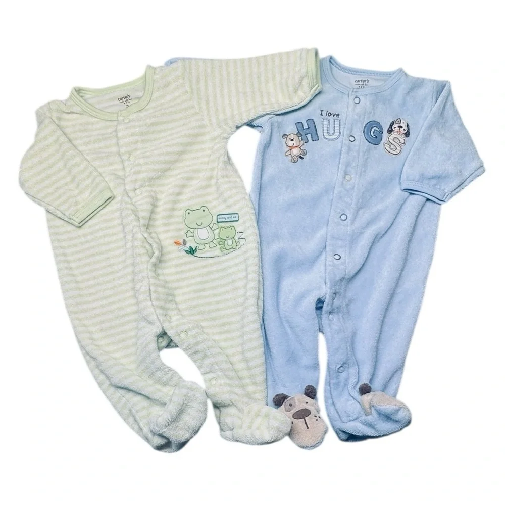🍼 Carter’s Baby Boys Footed Sleepers Lot (2-Pack) – Size 3 Months 💙